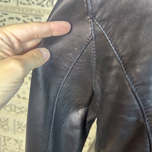 Baby Phat Soft Black Leather Moto Grunge Buckle Zip Up Jacket Sz Large - Picture 8 of 11